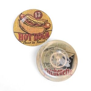 Vintage Diner Wall Decor Retro Kitsch Hot Dog Plate Set Americana Kitchen